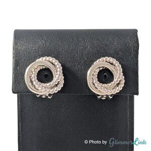 Vintage Lisner Knot Small Silver Tone Clip On Earrings